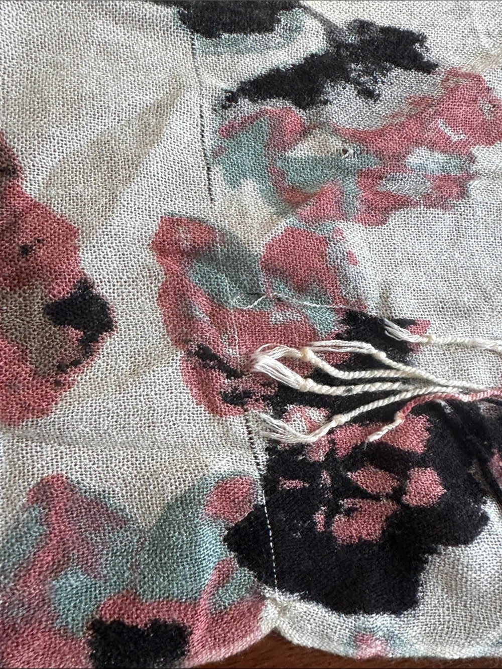 Floral Fringe Oblong Scarf in Cream and Rose, purchased at Nordstrom